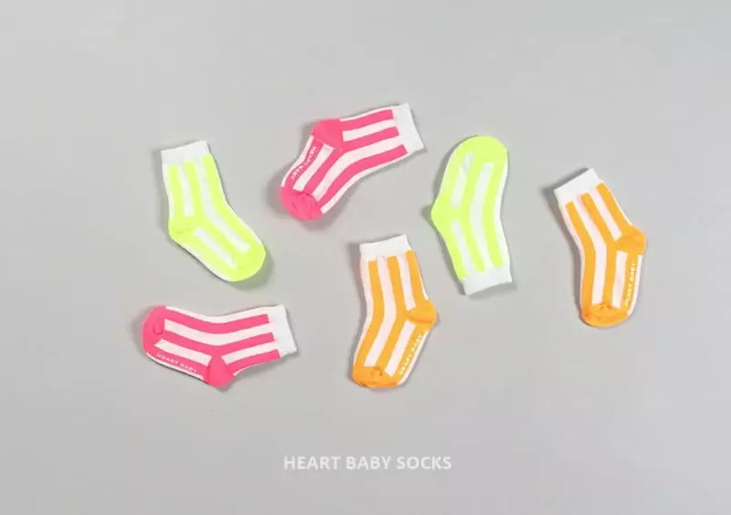 Heart Baby - Korean Baby Fashion - #onlinebabyshop - Neon Stripes Socks Set  - 7