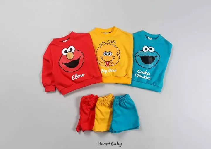 Heart Baby - Korean Children Fashion - #Kfashion4kids - Sesame Short Top Bottom Set