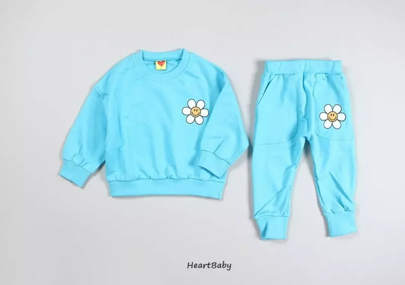 Heart Baby - Korean Children Fashion - #childofig - Sun Flower Top Bottom Set - 3