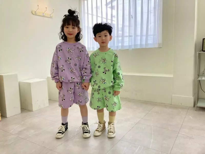 Heart Baby - Korean Children Fashion - #childrensboutique - Space Micket Shorts Top Bottom Set - 8