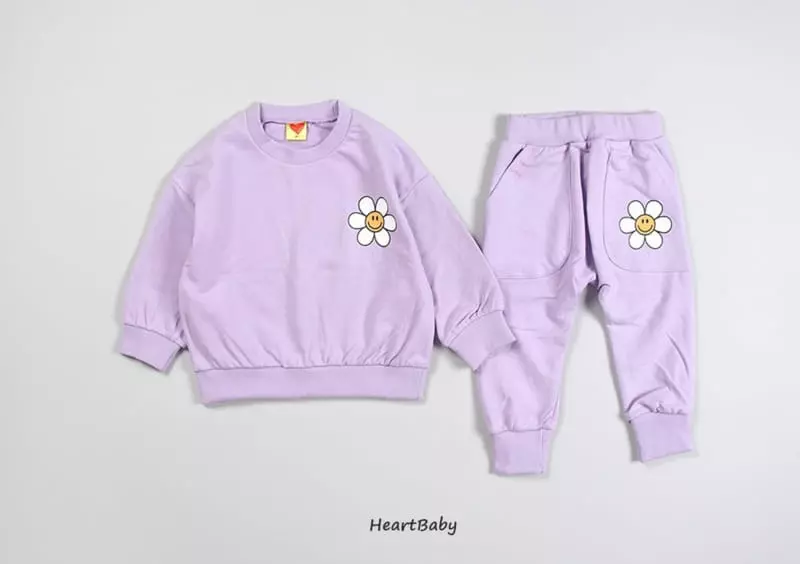 Heart Baby - Korean Children Fashion - #childofig - Sun Flower Top Bottom Set - 4