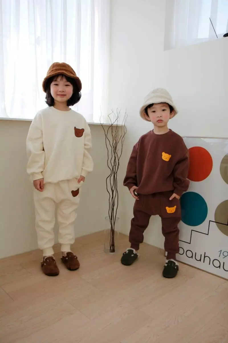 Heart Baby - Korean Children Fashion - #designkidswear - Bear Face Top Bottom Set - 6