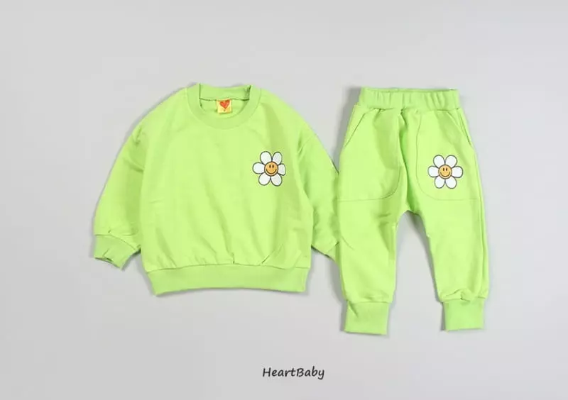 Heart Baby - Korean Children Fashion - #designkidswear - Sun Flower Top Bottom Set - 5
