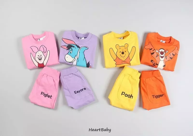 Heart Baby - Korean Children Fashion - #discoveringself - Pooh And Friends Top Bottom Set