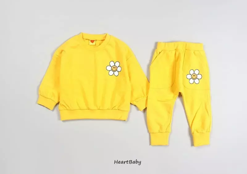 Heart Baby - Korean Children Fashion - #discoveringself - Sun Flower Top Bottom Set - 6