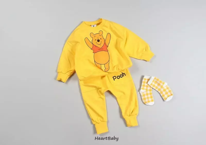 Heart Baby - Korean Children Fashion - #fashionkids - Pooh And Friends Top Bottom Set - 2