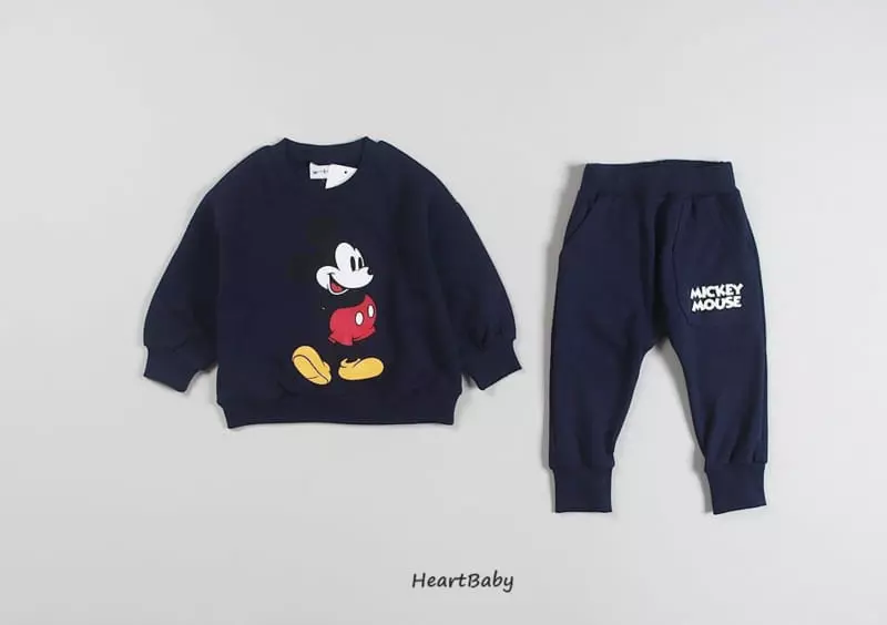 Heart Baby - Korean Children Fashion - #fashionkids - Mickey Top Bottom Set