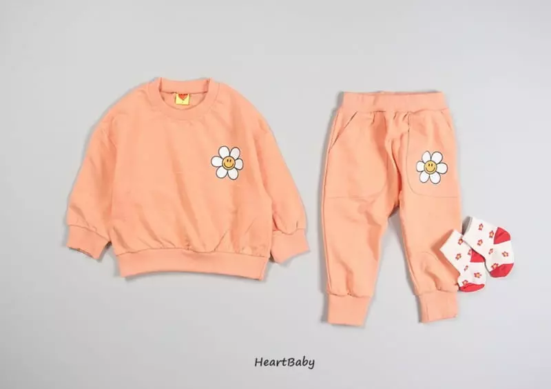 Heart Baby - Korean Children Fashion - #fashionkids - Sun Flower Top Bottom Set - 7