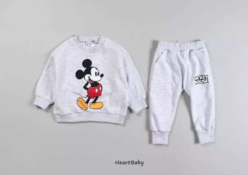 Heart Baby - Korean Children Fashion - #kidsshorts - Mickey Top Bottom Set - 2