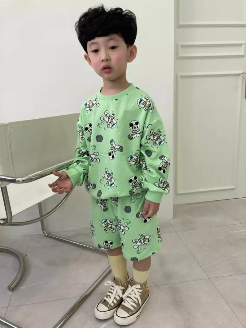 Heart Baby - Korean Children Fashion - #kidsshorts - Space Micket Shorts Top Bottom Set - 12