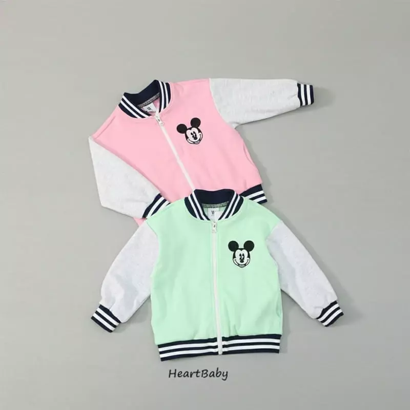 Heart Baby - Korean Children Fashion - #kidsshorts - Mickey Baseball Jumper
