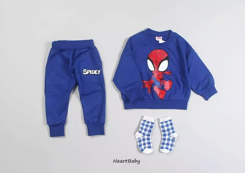 Heart Baby - Korean Children Fashion - #kidsstore - Spider Top Bottom Set - 2