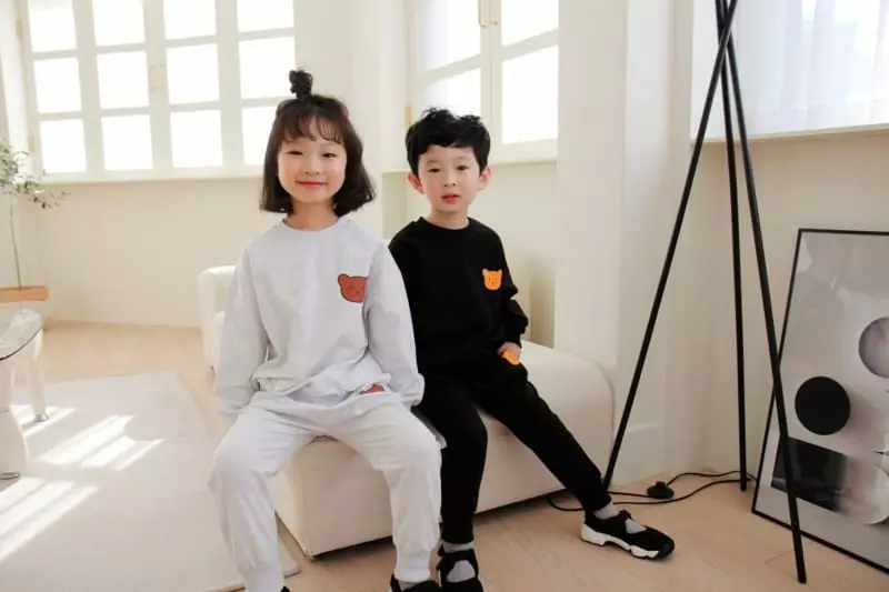 Heart Baby - Korean Children Fashion - #kidsstore - Bear Face Top Bottom Set - 10