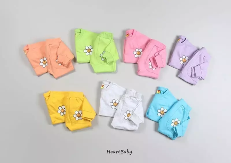 Heart Baby - Korean Children Fashion - #kidsstore - Sun Flower Top Bottom Set - 9
