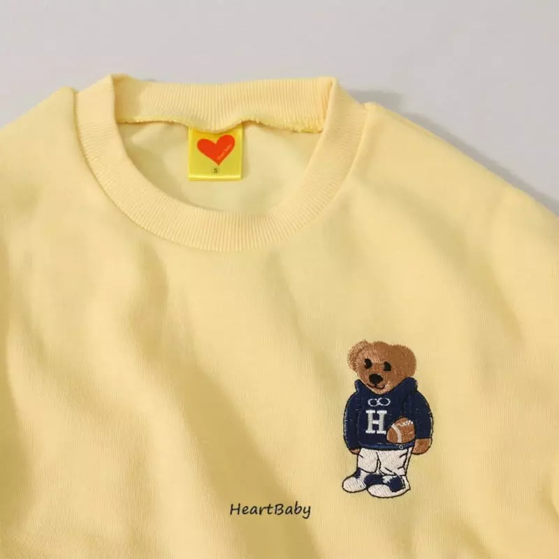Heart Baby - Korean Children Fashion - #kidsstore - Bear Embrodiery Top Bottom Set - 8