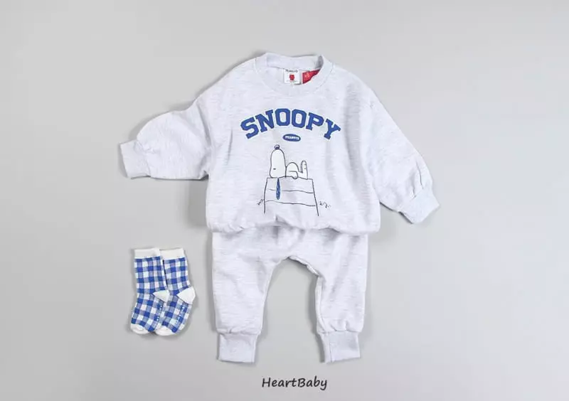 Heart Baby - Korean Children Fashion - #kidzfashiontrend - Snoophy Top Bottom Set