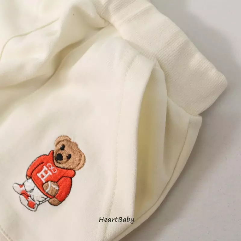 Heart Baby - Korean Children Fashion - #kidzfashiontrend - Bear Embrodiery Top Bottom Set - 9
