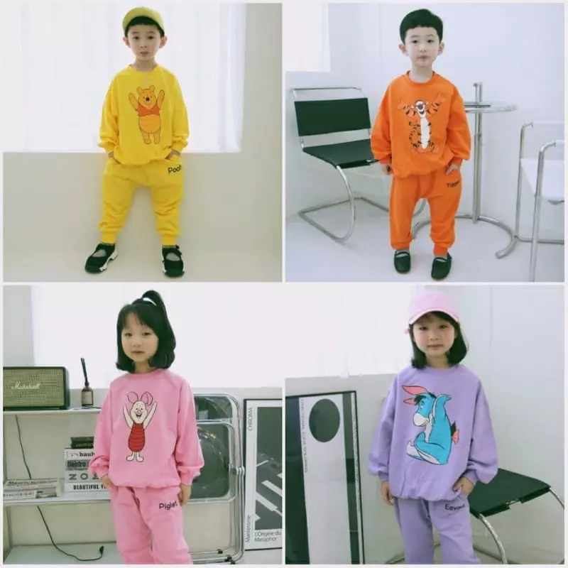Heart Baby - Korean Children Fashion - #littlefashionista - Pooh And Friends Top Bottom Set - 7