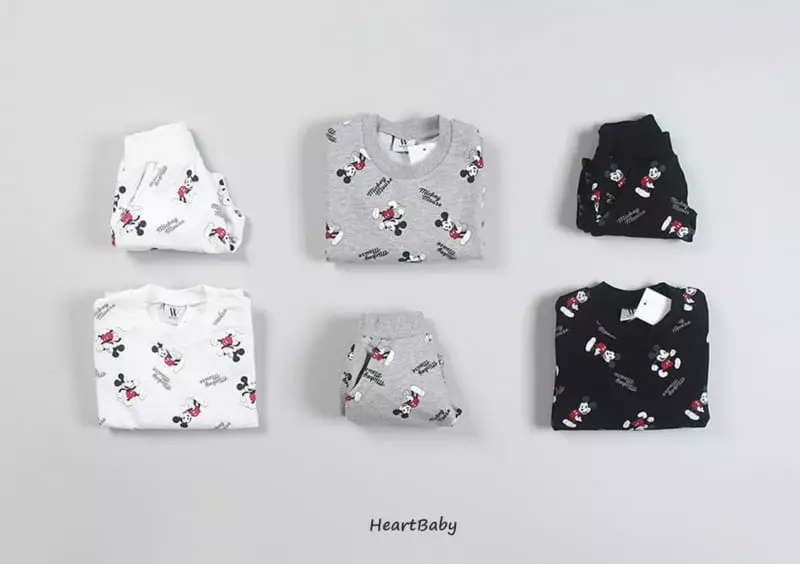 Heart Baby - Korean Children Fashion - #littlefashionista - Mickey Top Bottom SEt