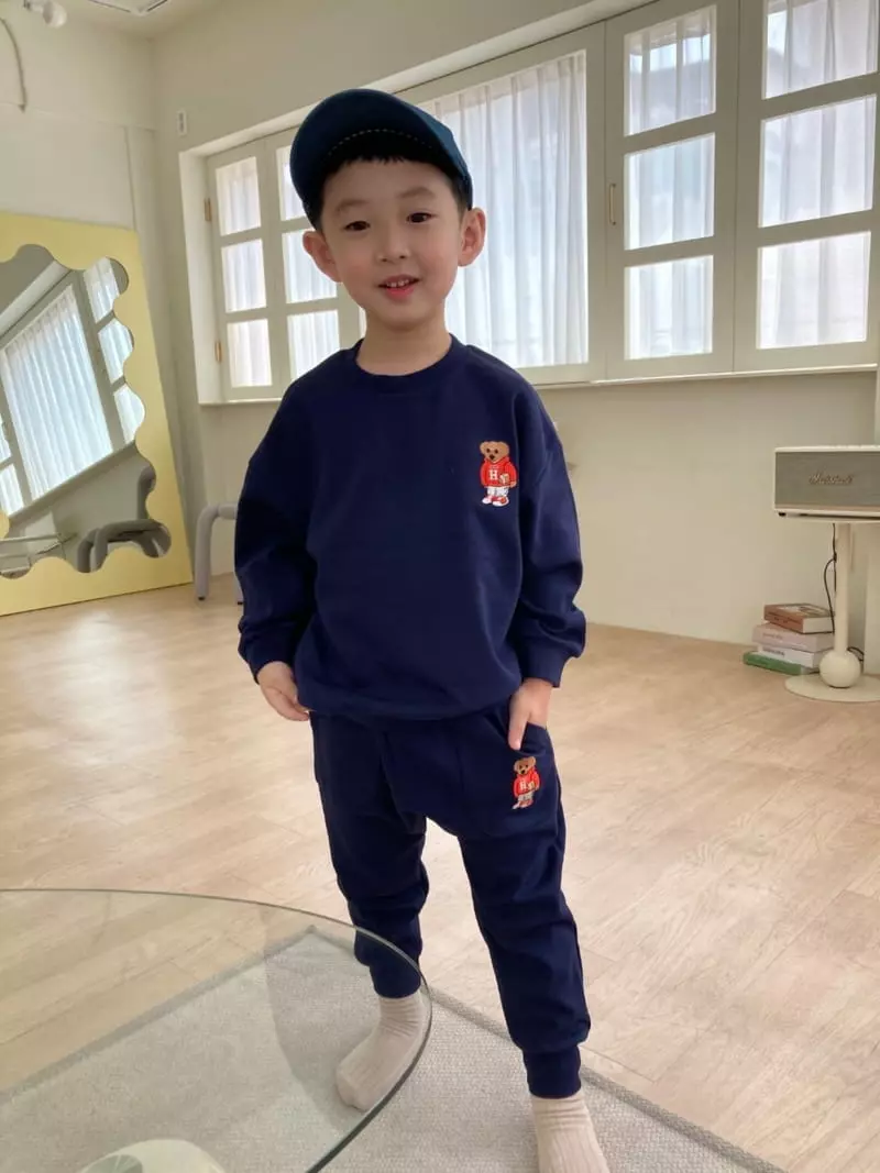 Heart Baby - Korean Children Fashion - #magicofchildhood - Bear Embrodiery Top Bottom Set - 12