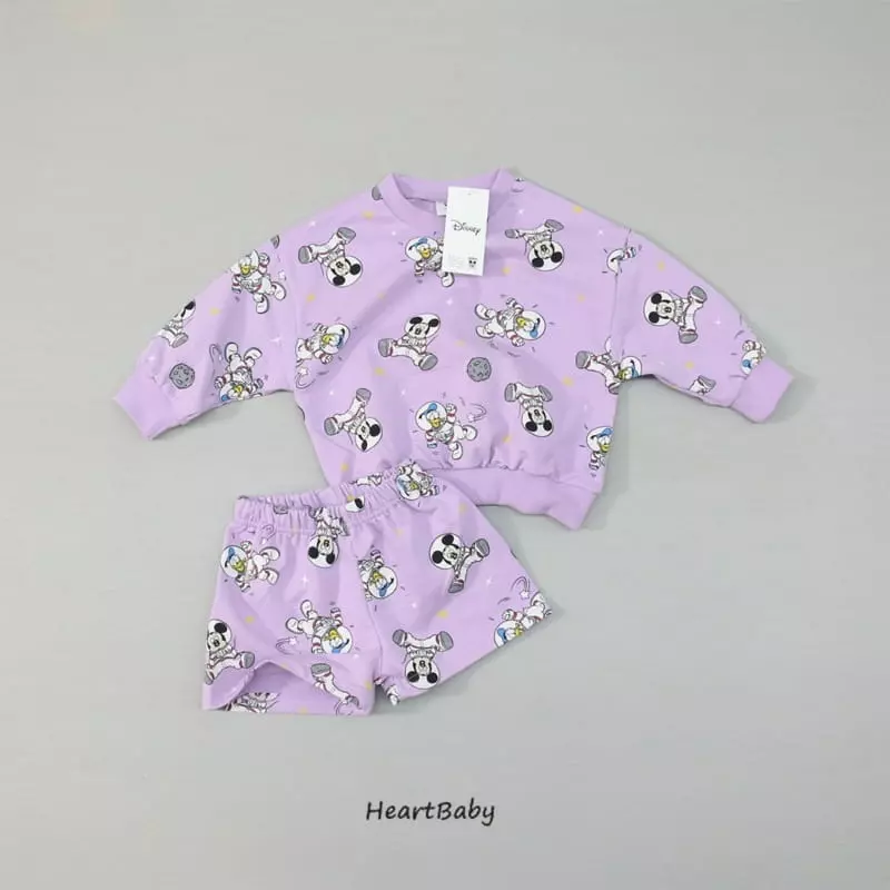 Heart Baby - Korean Children Fashion - #minifashionista - Space Micket Shorts Top Bottom Set - 2