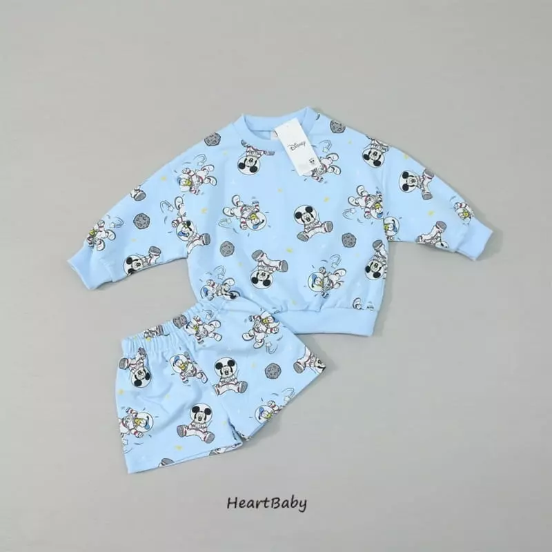 Heart Baby - Korean Children Fashion - #prettylittlegirls - Space Micket Shorts Top Bottom Set - 3