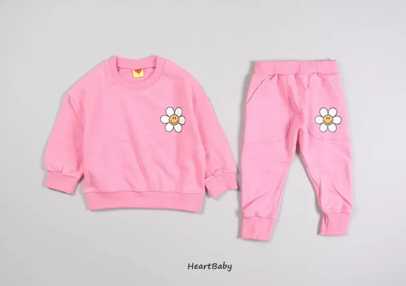 Heart Baby - Korean Children Fashion - #stylishchildhood - Sun Flower Top Bottom Set - 2