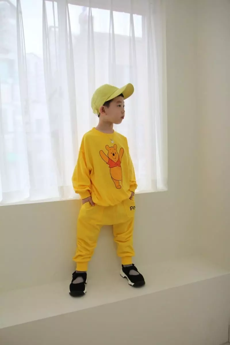 Heart Baby - Korean Children Fashion - #toddlerclothing - Pooh And Friends Top Bottom Set - 12