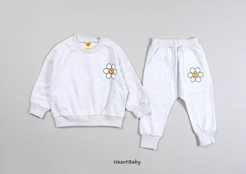 Heart Baby - Korean Children Fashion - #toddlerclothing - Sun Flower Top Bottom Set