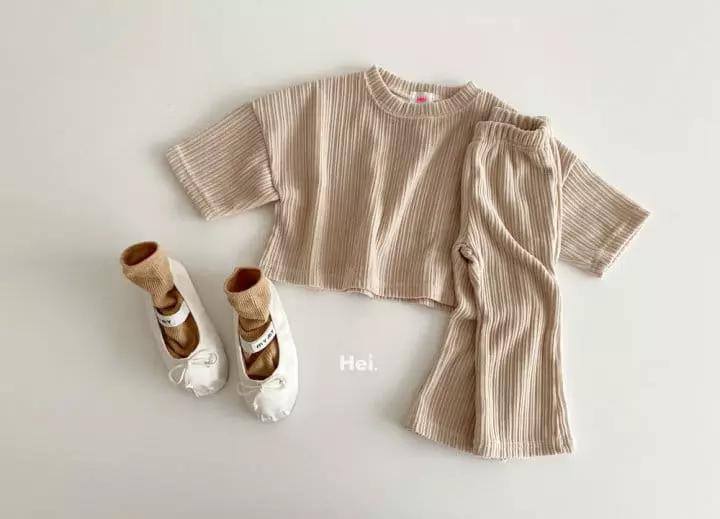 Hei - Korean Children Fashion - #childrensboutique - Bootscut Top Bottom Set - 8