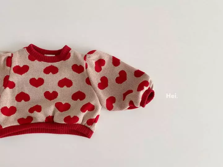 Hei - Korean Children Fashion - #kidzfashiontrend - Heart Knit Tee - 2