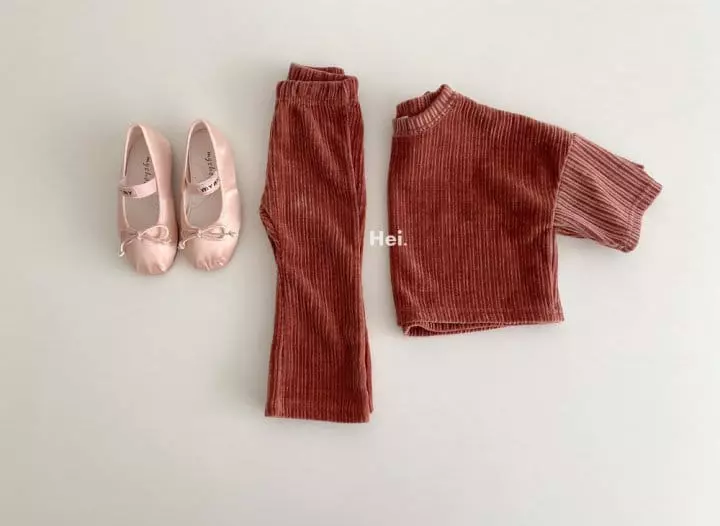 Hei - Korean Children Fashion - #littlefashionista - Bootscut Top Bottom Set - 2