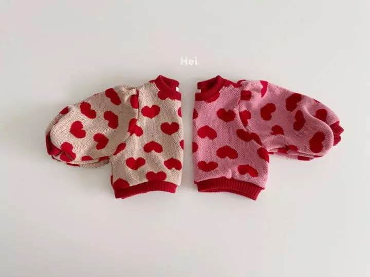 Hei - Korean Children Fashion - #magicofchildhood - Heart Knit Tee - 5