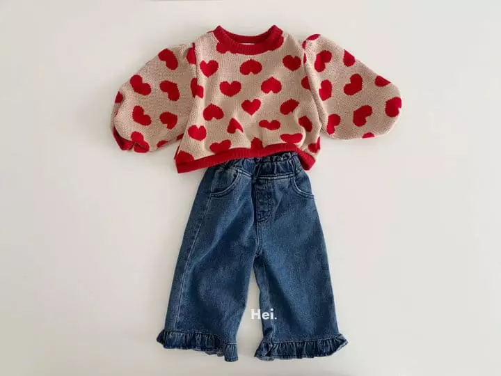 Hei - Korean Children Fashion - #prettylittlegirls - Frill Denim Jeans - 9