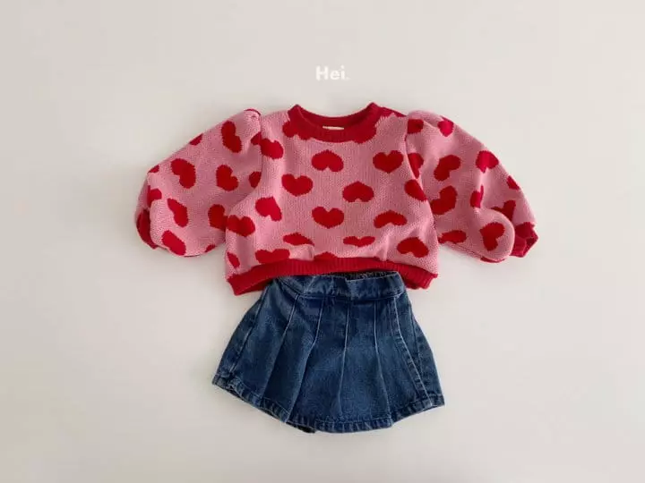 Hei - Korean Children Fashion - #stylishchildhood - Heart Knit Tee - 10