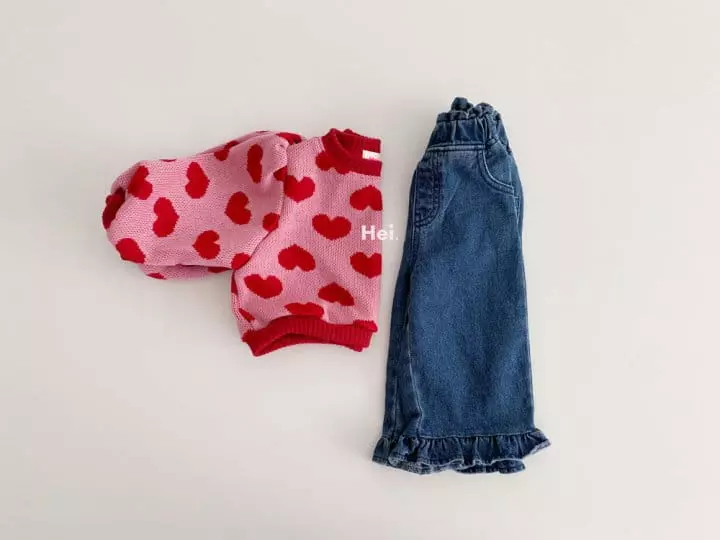 Hei - Korean Children Fashion - #todddlerfashion - Frill Denim Jeans - 10