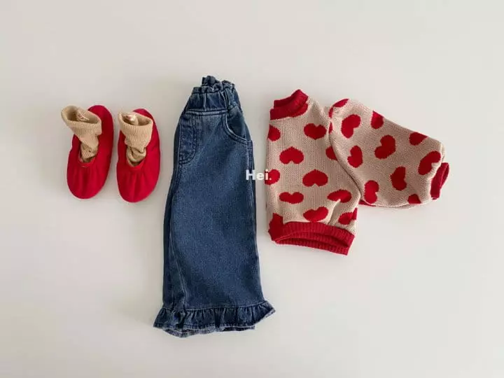 Hei - Korean Children Fashion - #toddlerclothing - Heart Knit Tee - 9