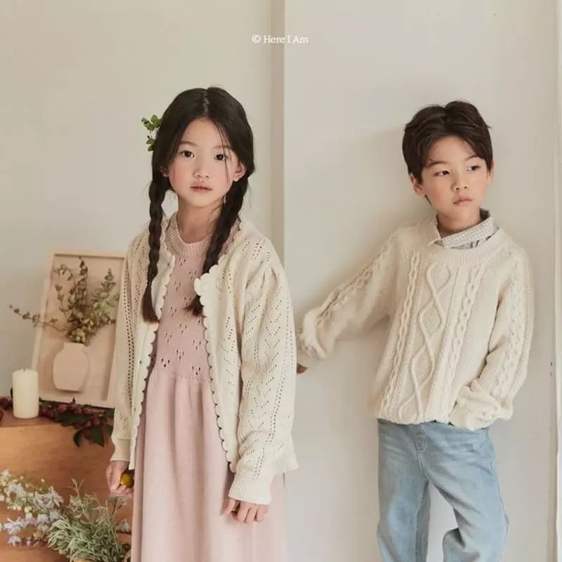 Here I Am - Korean Children Fashion - #magicofchildhood - Elle Lace Embroidery Cardigan