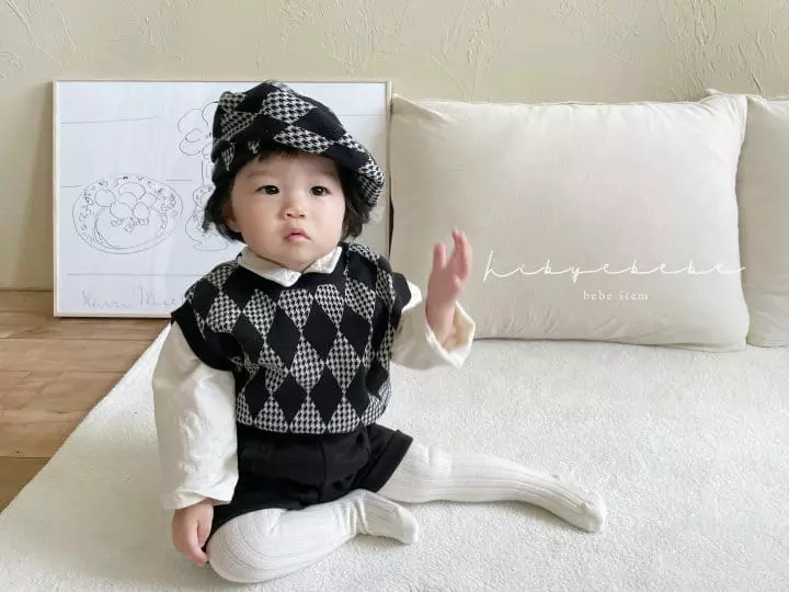 Hi Byebebe - Korean Baby Fashion - #babyfashion - Argyle Knit Beret Hat - 4