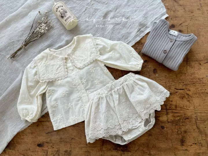 Hi Byebebe - Korean Baby Fashion - #babygirlfashion - Lia Flower Embroidery Blouse - 2