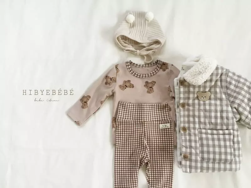 Hi Byebebe - Korean Baby Fashion - #babygirlfashion - Ribbon Bear Check Easywear - 6