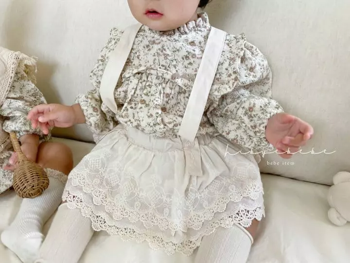 Hi Byebebe - Korean Baby Fashion - #babygirlfashion - Romi Lace Dungarees Bloomer - 4