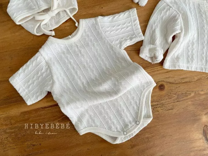 Hi Byebebe - Korean Baby Fashion - #babyoninstagram - Embo Knit Cardigan Bodysuit Bonnet Set - 5