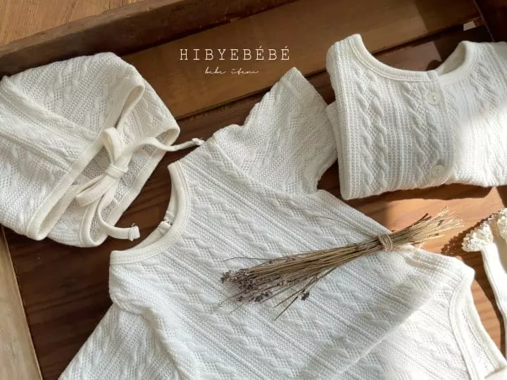 Hi Byebebe - Korean Baby Fashion - #babyoutfit - Embo Knit Cardigan Bodysuit Bonnet Set - 7