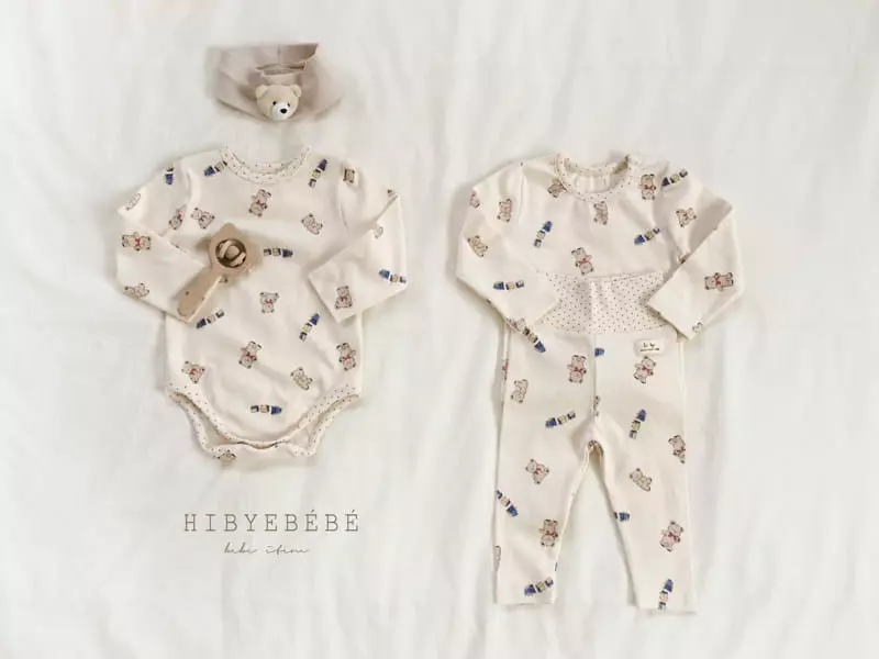 Hi Byebebe - Korean Baby Fashion - #babyoutfit - Aqua Bear Bodysuit