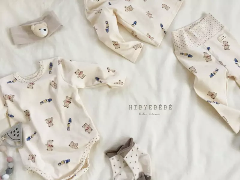 Hi Byebebe - Korean Baby Fashion - #babyoutfit - Aqua Bear Bodysuit - 2