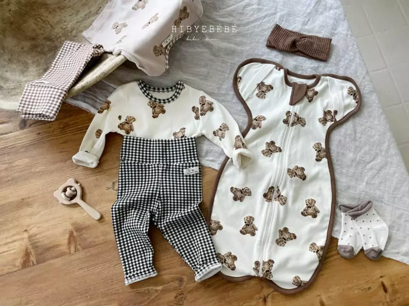 Hi Byebebe - Korean Baby Fashion - #babyoutfit - Ribbon Bear Check Easywear - 11