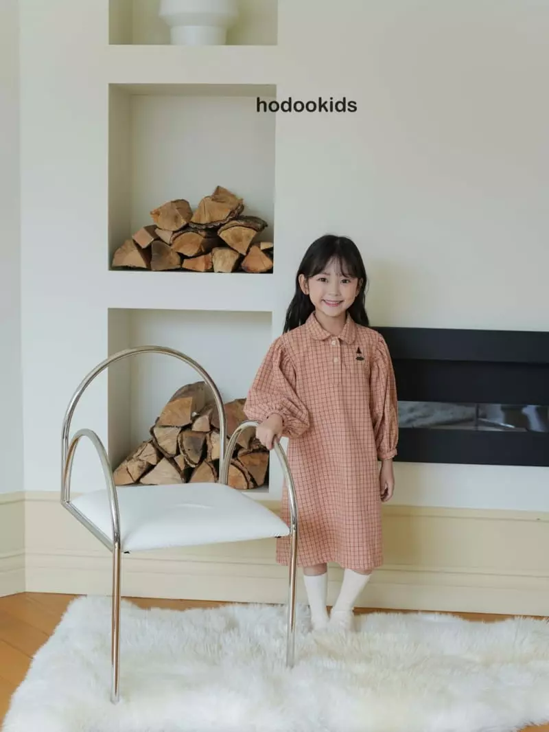 Hodoo - Korean Children Fashion - #kidzfashiontrend - Edge Check One-piece - 4