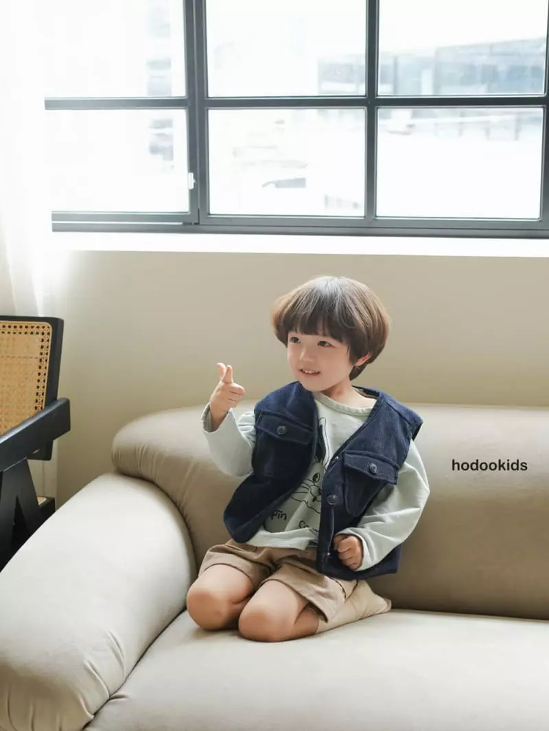 Hodoo - Korean Children Fashion - #kidsstore - Corduroy Vest - 12