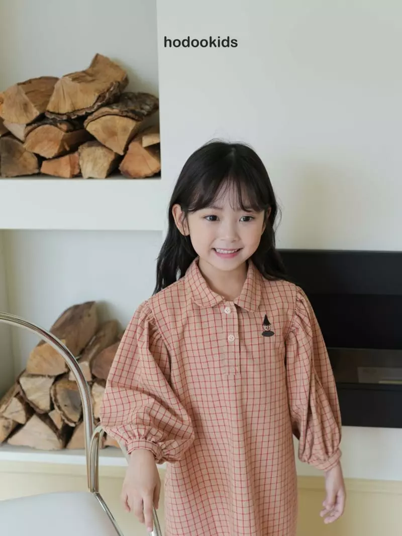 Hodoo - Korean Children Fashion - #kidzfashiontrend - Edge Check One-piece - 3